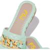 imageFSJ Women Sexy Square Open Toe Comfortable Flat Thick Sole Cushion Sandals Fashion Gold Chain Style Slip On Slides Checkered Strap Studded Daily Ladies Summer Shoes Size 415 USTurquoise