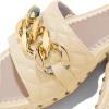 imageFSJ Women Sexy Square Open Toe Comfortable Flat Thick Sole Cushion Sandals Fashion Gold Chain Style Slip On Slides Checkered Strap Studded Daily Ladies Summer Shoes Size 415 USBeige