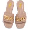imageFSJ Women Sexy Square Open Toe Comfortable Flat Thick Sole Cushion Sandals Fashion Gold Chain Style Slip On Slides Checkered Strap Studded Daily Ladies Summer Shoes Size 415 USNude