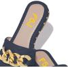 imageFSJ Women Sexy Square Open Toe Comfortable Flat Thick Sole Cushion Sandals Fashion Gold Chain Style Slip On Slides Checkered Strap Studded Daily Ladies Summer Shoes Size 415 USNavyblue