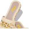 imageFSJ Women Sexy Square Open Toe Comfortable Flat Thick Sole Cushion Sandals Fashion Gold Chain Style Slip On Slides Checkered Strap Studded Daily Ladies Summer Shoes Size 415 USBeige