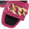 imageFSJ Women Sexy Square Open Toe Comfortable Flat Thick Sole Cushion Sandals Fashion Gold Chain Style Slip On Slides Checkered Strap Studded Daily Ladies Summer Shoes Size 415 USFuchsia