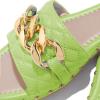 imageFSJ Women Sexy Square Open Toe Comfortable Flat Thick Sole Cushion Sandals Fashion Gold Chain Style Slip On Slides Checkered Strap Studded Daily Ladies Summer Shoes Size 415 USGreen