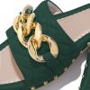 imageFSJ Women Sexy Square Open Toe Comfortable Flat Thick Sole Cushion Sandals Fashion Gold Chain Style Slip On Slides Checkered Strap Studded Daily Ladies Summer Shoes Size 415 USDarkgreen