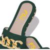 imageFSJ Women Sexy Square Open Toe Comfortable Flat Thick Sole Cushion Sandals Fashion Gold Chain Style Slip On Slides Checkered Strap Studded Daily Ladies Summer Shoes Size 415 USDarkgreen