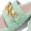 imageFSJ Women Sexy Square Open Toe Comfortable Flat Thick Sole Cushion Sandals Fashion Gold Chain Style Slip On Slides Checkered Strap Studded Daily Ladies Summer Shoes Size 415 USTurquoise