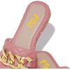 imageFSJ Women Sexy Square Open Toe Comfortable Flat Thick Sole Cushion Sandals Fashion Gold Chain Style Slip On Slides Checkered Strap Studded Daily Ladies Summer Shoes Size 415 USVioletred