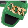 imageFSJ Women Sexy Square Open Toe Comfortable Flat Thick Sole Cushion Sandals Fashion Gold Chain Style Slip On Slides Checkered Strap Studded Daily Ladies Summer Shoes Size 415 USForest Green