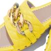 imageFSJ Women Sexy Square Open Toe Comfortable Flat Thick Sole Cushion Sandals Fashion Gold Chain Style Slip On Slides Checkered Strap Studded Daily Ladies Summer Shoes Size 415 USYellow