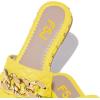 imageFSJ Women Sexy Square Open Toe Comfortable Flat Thick Sole Cushion Sandals Fashion Gold Chain Style Slip On Slides Checkered Strap Studded Daily Ladies Summer Shoes Size 415 USYellow
