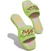 imageFSJ Women Sexy Square Open Toe Comfortable Flat Thick Sole Cushion Sandals Fashion Gold Chain Style Slip On Slides Checkered Strap Studded Daily Ladies Summer Shoes Size 415 USGreen