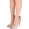 imageFSJ Women Stiletto High Heels Sandals Peep Toe Pumps Ankle Straps Bows Bridal Dress Party Shoes with Buckle Size 415 USGold Glitter