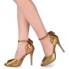 imageFSJ Women Stiletto High Heels Sandals Peep Toe Pumps Ankle Straps Bows Bridal Dress Party Shoes with Buckle Size 415 USGold Sequins