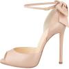 imageFSJ Women Stiletto High Heels Sandals Peep Toe Pumps Ankle Straps Bows Bridal Dress Party Shoes with Buckle Size 415 USNude