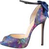 imageFSJ Women Stiletto High Heels Sandals Peep Toe Pumps Ankle Straps Bows Bridal Dress Party Shoes with Buckle Size 415 USPurple Floral