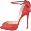 imageFSJ Women Stiletto High Heels Sandals Peep Toe Pumps Ankle Straps Bows Bridal Dress Party Shoes with Buckle Size 415 USRed
