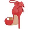 imageFSJ Women Stiletto High Heels Sandals Peep Toe Pumps Ankle Straps Bows Bridal Dress Party Shoes with Buckle Size 415 USRed