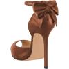 imageFSJ Women Stiletto High Heels Sandals Peep Toe Pumps Ankle Straps Bows Bridal Dress Party Shoes with Buckle Size 415 USSaddle Brown