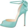 imageFSJ Women Stiletto High Heels Sandals Peep Toe Pumps Ankle Straps Bows Bridal Dress Party Shoes with Buckle Size 415 USTurquoise