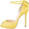 imageFSJ Women Stiletto High Heels Sandals Peep Toe Pumps Ankle Straps Bows Bridal Dress Party Shoes with Buckle Size 415 USYellow