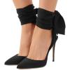 imageFSJ Women Strappy Ankle Wrap Sandal Ribbon Laceup Stiletto High Heels Pointed Toe DOrsay Slingback Pump Shoe Size 415 USBlack