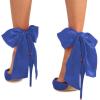 imageFSJ Women Strappy Ankle Wrap Sandal Ribbon Laceup Stiletto High Heels Pointed Toe DOrsay Slingback Pump Shoe Size 415 USBlue