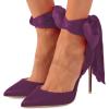 imageFSJ Women Strappy Ankle Wrap Sandal Ribbon Laceup Stiletto High Heels Pointed Toe DOrsay Slingback Pump Shoe Size 415 USDark Purple