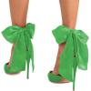 imageFSJ Women Strappy Ankle Wrap Sandal Ribbon Laceup Stiletto High Heels Pointed Toe DOrsay Slingback Pump Shoe Size 415 USGreen