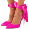 imageFSJ Women Strappy Ankle Wrap Sandal Ribbon Laceup Stiletto High Heels Pointed Toe DOrsay Slingback Pump Shoe Size 415 USHot Pink