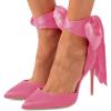 imageFSJ Women Strappy Ankle Wrap Sandal Ribbon Laceup Stiletto High Heels Pointed Toe DOrsay Slingback Pump Shoe Size 415 USPink