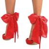 imageFSJ Women Strappy Ankle Wrap Sandal Ribbon Laceup Stiletto High Heels Pointed Toe DOrsay Slingback Pump Shoe Size 415 USRed