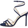 imageFSJ Women Strappy Open Toe Stiletto High Heels Ankle Wrap Dress Sandals Cutout Prom Shoes Size 415 USNavy Blue