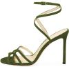 imageFSJ Women Strappy Open Toe Stiletto High Heels Ankle Wrap Dress Sandals Cutout Prom Shoes Size 415 USOlive Green
