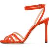 imageFSJ Women Strappy Open Toe Stiletto High Heels Ankle Wrap Dress Sandals Cutout Prom Shoes Size 415 USOrange
