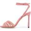 imageFSJ Women Strappy Open Toe Stiletto High Heels Ankle Wrap Dress Sandals Cutout Prom Shoes Size 415 USPink