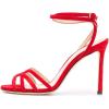 imageFSJ Women Strappy Open Toe Stiletto High Heels Ankle Wrap Dress Sandals Cutout Prom Shoes Size 415 USRed Suede
