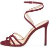 imageFSJ Women Strappy Open Toe Stiletto High Heels Ankle Wrap Dress Sandals Cutout Prom Shoes Size 415 USWine Red
