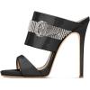 imageFSJ Women Versatile Open Toe High Heel Mules Backless Shoes Feminine Slingback Stiletto Slide Sandals Slip on Slipper Size 415 USBlack Rhinestone