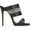 imageFSJ Women Versatile Open Toe High Heel Mules Backless Shoes Feminine Slingback Stiletto Slide Sandals Slip on Slipper Size 415 USBlack Rhinestone