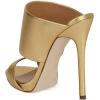 imageFSJ Women Versatile Open Toe High Heel Mules Backless Shoes Feminine Slingback Stiletto Slide Sandals Slip on Slipper Size 415 USGold