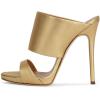 imageFSJ Women Versatile Open Toe High Heel Mules Backless Shoes Feminine Slingback Stiletto Slide Sandals Slip on Slipper Size 415 USGold