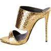 imageFSJ Women Versatile Open Toe High Heel Mules Backless Shoes Feminine Slingback Stiletto Slide Sandals Slip on Slipper Size 415 USGold Snake