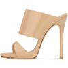 imageFSJ Women Versatile Open Toe High Heel Mules Backless Shoes Feminine Slingback Stiletto Slide Sandals Slip on Slipper Size 415 USNude