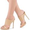 imageFSJ Women Versatile Open Toe High Heel Mules Backless Shoes Feminine Slingback Stiletto Slide Sandals Slip on Slipper Size 415 USNude
