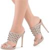 imageFSJ Women Versatile Open Toe High Heel Mules Backless Shoes Feminine Slingback Stiletto Slide Sandals Slip on Slipper Size 415 USNudestudded