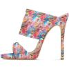 imageFSJ Women Versatile Open Toe High Heel Mules Backless Shoes Feminine Slingback Stiletto Slide Sandals Slip on Slipper Size 415 USPink Floral