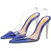 imageFSJ Women Clear High Heel Sandals Slingback Sexy Transparent PVC Pointed Toe Stiletto Heels Slip On Wedding Party Pumps Shoes Size 415 USBlue