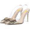 imageFSJ Women Clear High Heel Sandals Slingback Sexy Transparent PVC Pointed Toe Stiletto Heels Slip On Wedding Party Pumps Shoes Size 415 USGold Butterfly
