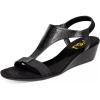 imageFSJ Women Open Toe Low Wedge Heel Sandals TStrap Comfy Padded Sole Ankle Strap Casual Beach Travel Summer Sandals Size 415 USBlack Pattern