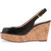imageFSJ Women Peep Toe High Heel Wedge Sandals Slip on Cork Pumps Slingback Platform Slide Casual Party Dress Shoes Size 415 USBlack